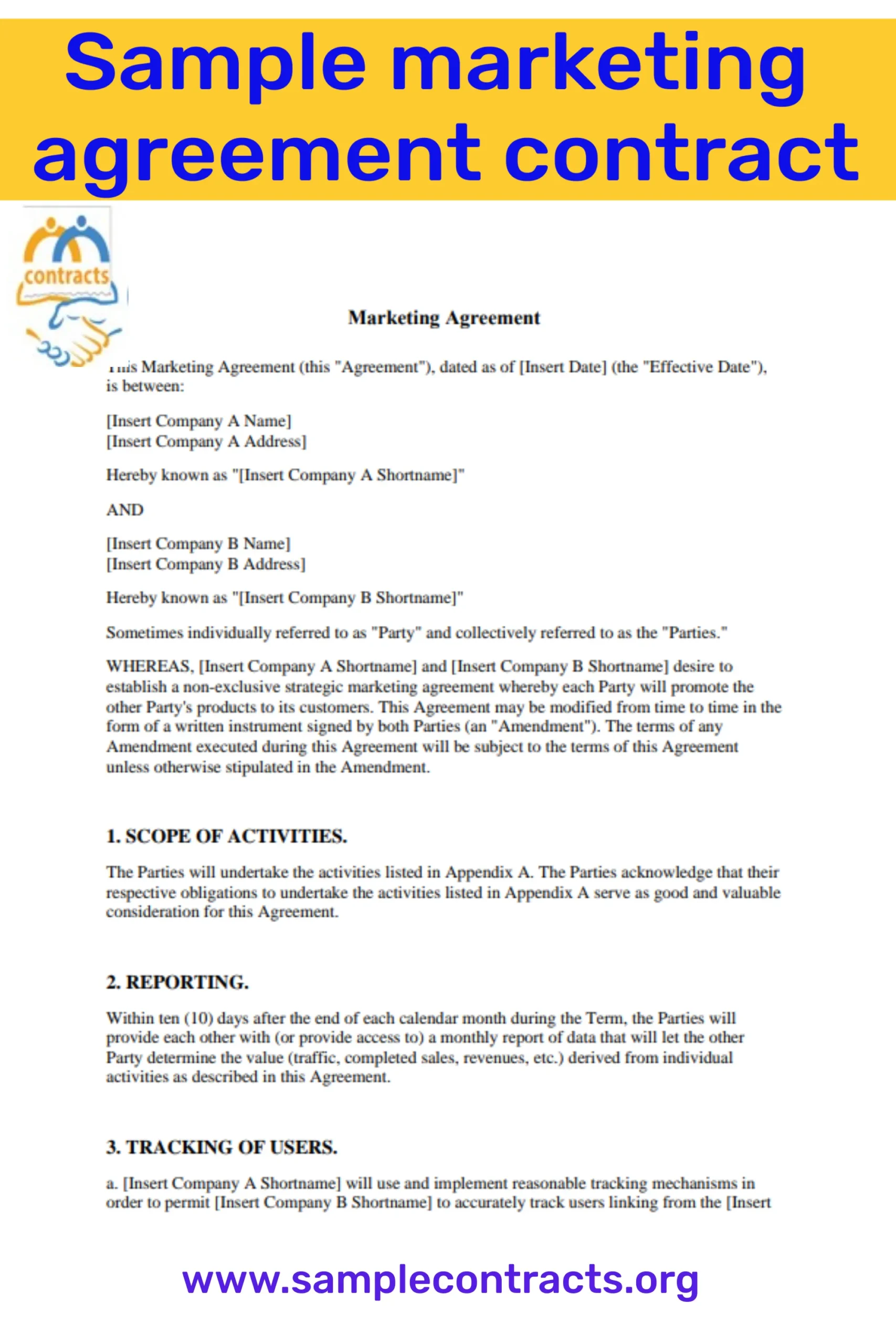 Example of a marketing agreement contract, illustrating the terms and conditions of a collaboration.