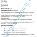 Image of a travel exemption letter sample for Australia.